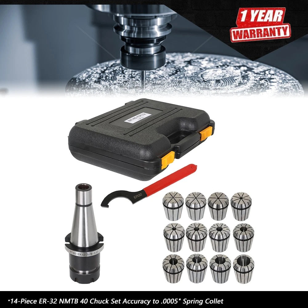 14-Piece Chuck Set for NMTB 40 (Precision Accuracy .0005")