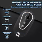 Leather-Texture Black TPU Smart Key Fob Full Protect for Mercedes S-Class (2020-2025)