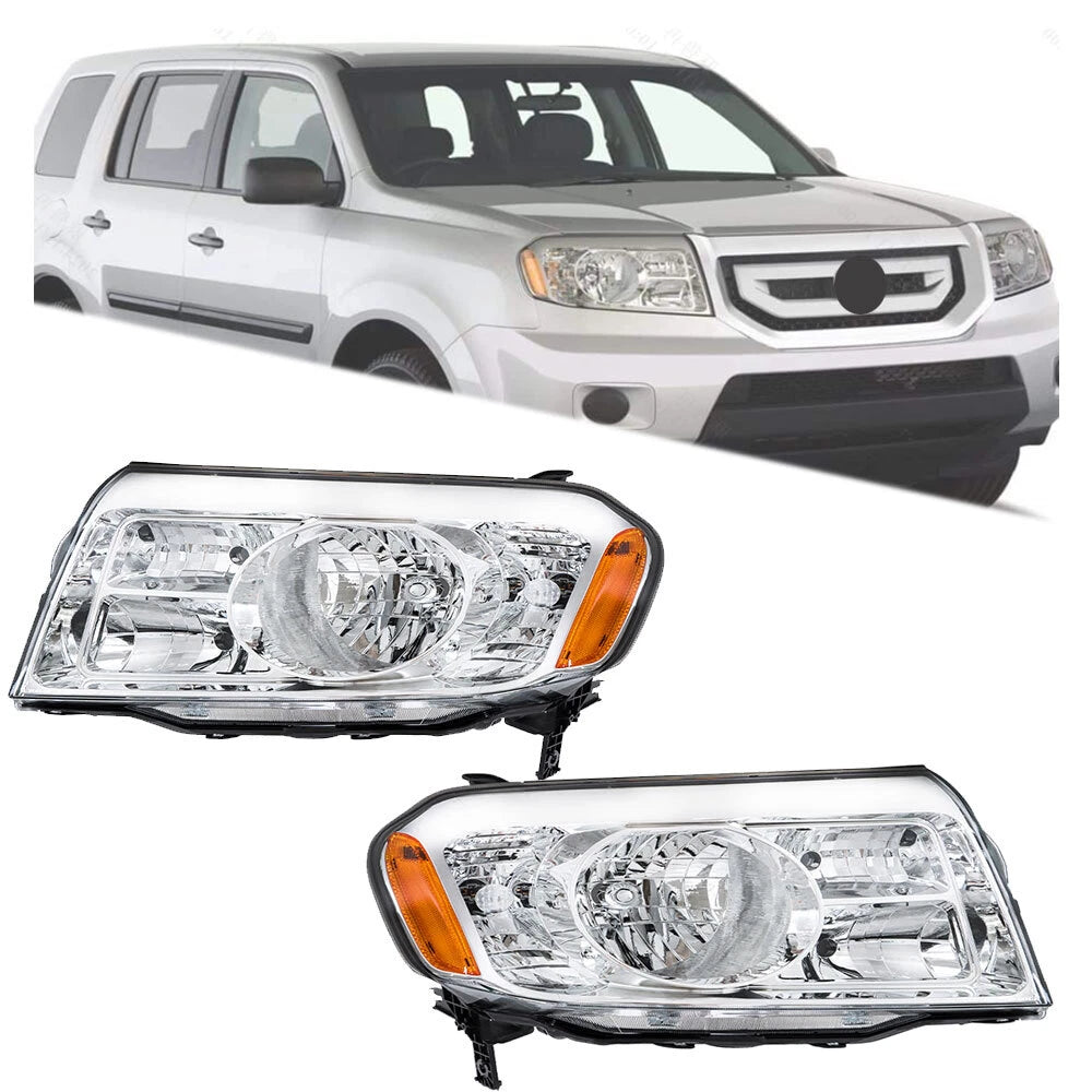Set of 2 Headlight Headlamps for Honda Pilot (2009–2011) Clear Lens
