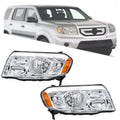 Set of 2 Headlight Headlamps for Honda Pilot (2009–2011) Clear Lens