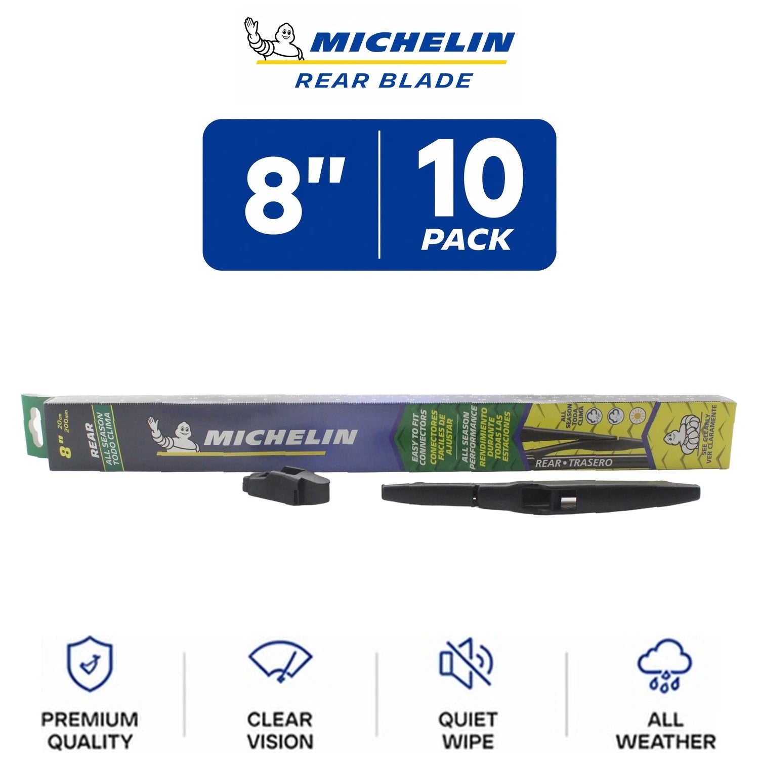 Set of 10 Michelin Rear Wiper Blades for Curved-Fit Vehicles (All-Weather)