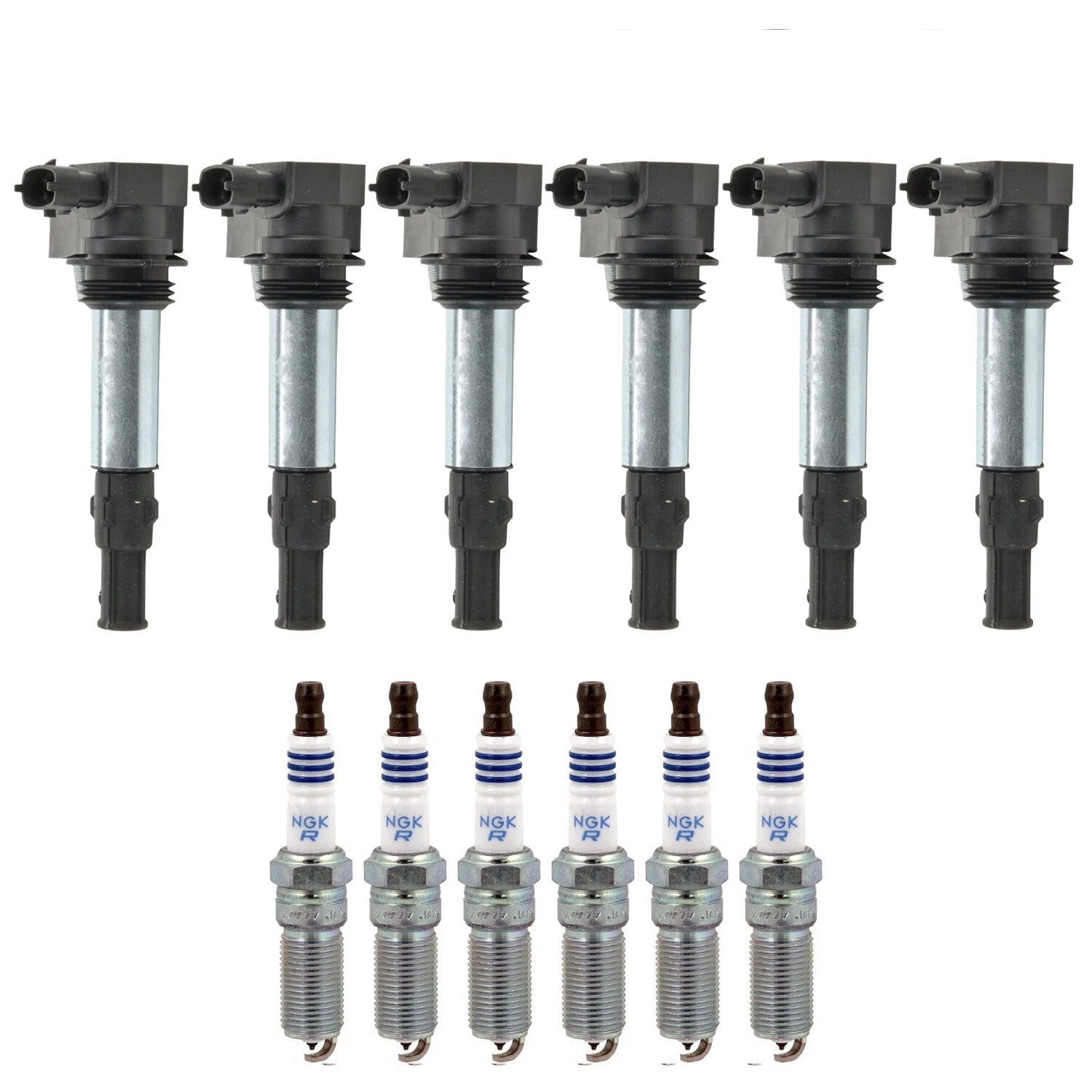 Set of 6 Ignition Coils & NGK Laser Platinum Spark Plugs for Audi A5 Quattro Q5 (2009–2017)