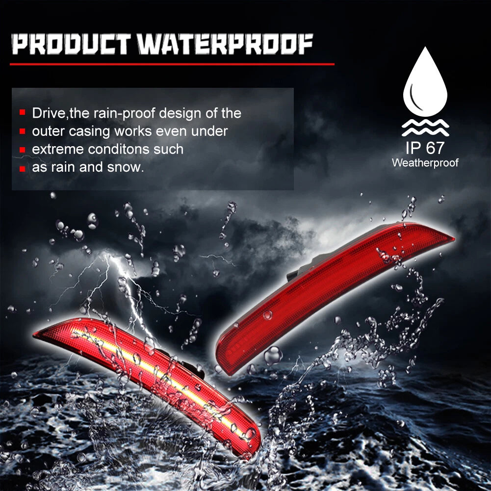 Set of 2 Red LED Rear Bumper Side Marker Lights for Chrysler 300
