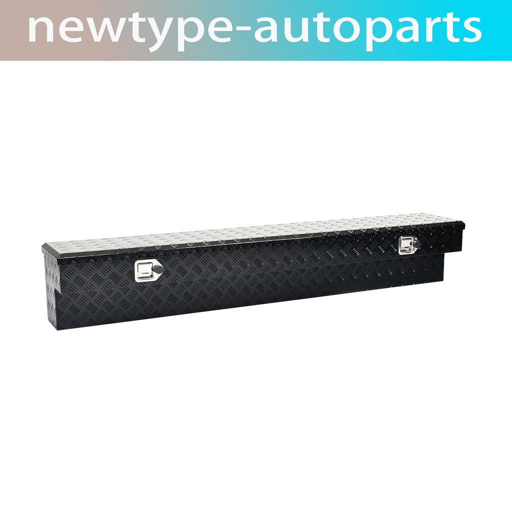 72" Gloss Black Aluminum Truck Side Tool Box Storage with Lock & Key