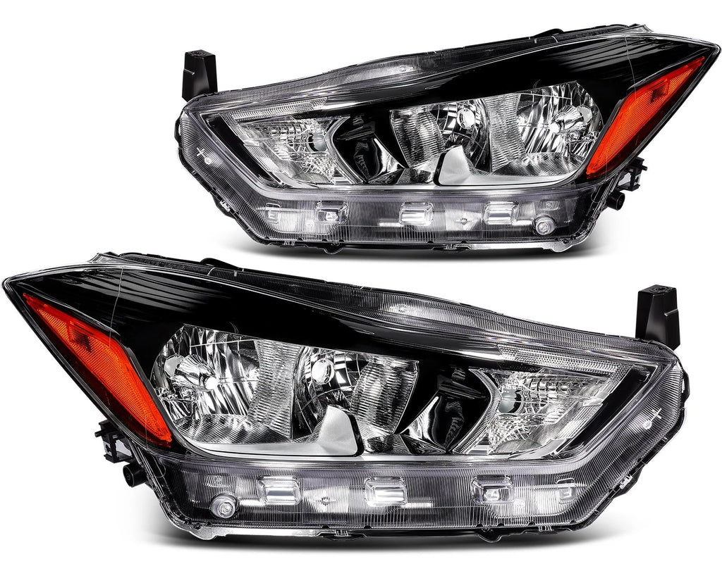 Headlight Assembly Pair for Nissan Kicks 2017–2020 Black Housing