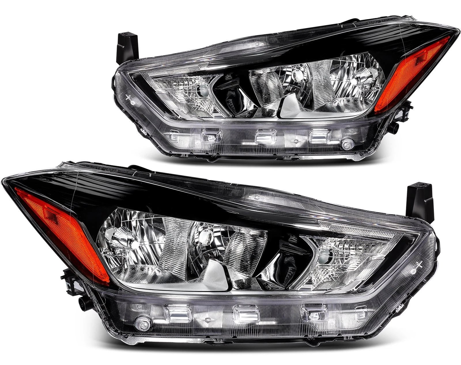 Headlight Assembly Pair for Nissan Kicks 2017–2020 Black Housing