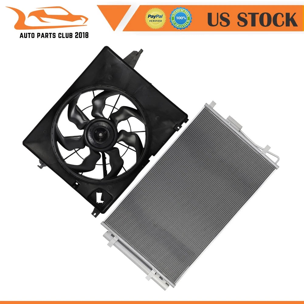 AC condenser and cooling fan assembly for Hyundai Santa Fe Sport (2013–2018)