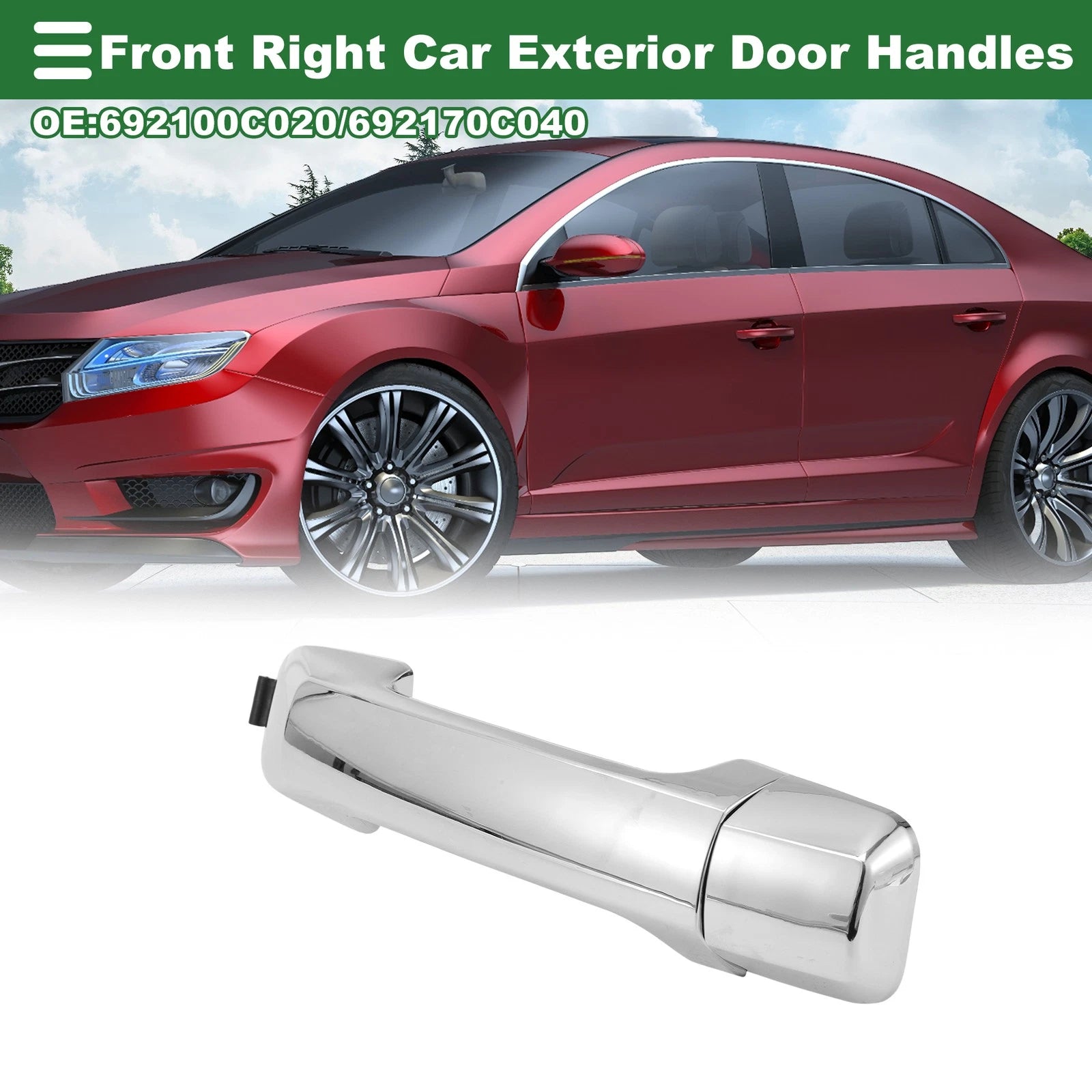 Front Right Door Handle No. 692100C020 for Toyota Tundra (2007–2021) Silver Tone