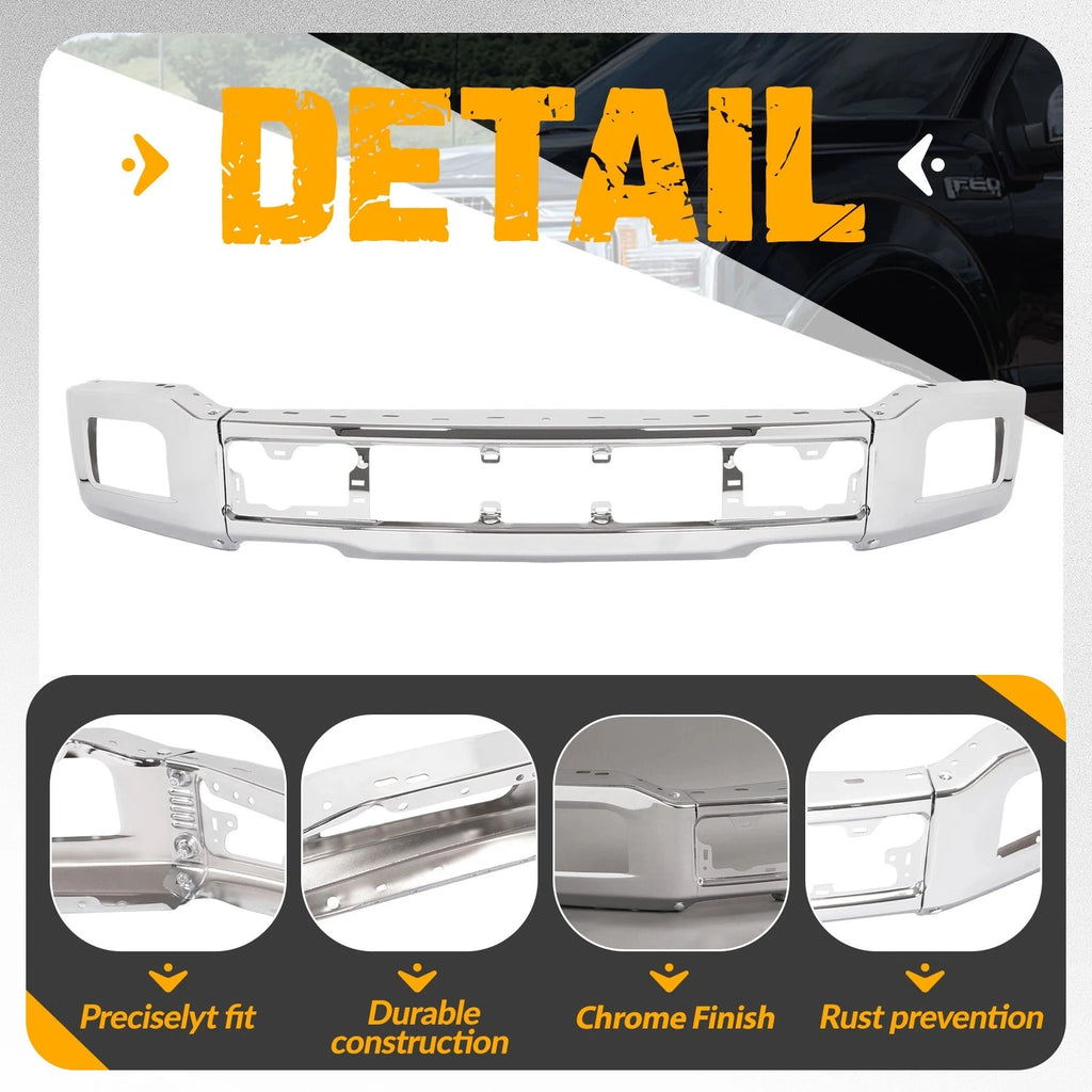 Chrome Steel Front Bumper Face Bar for Ford F-150 (2018–2020)