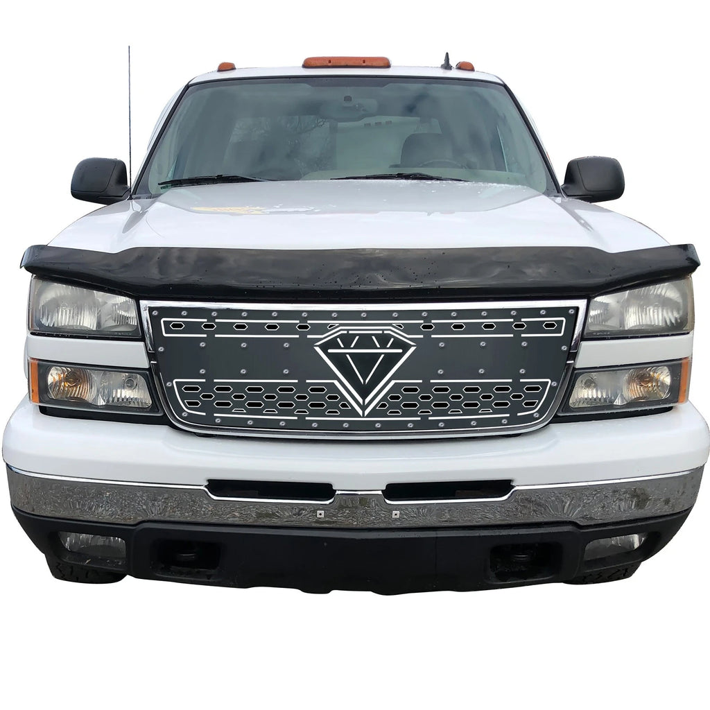 Stainless Black Sheet Grille for Chevy Silverado 1500 2500 HD (2005-2006)