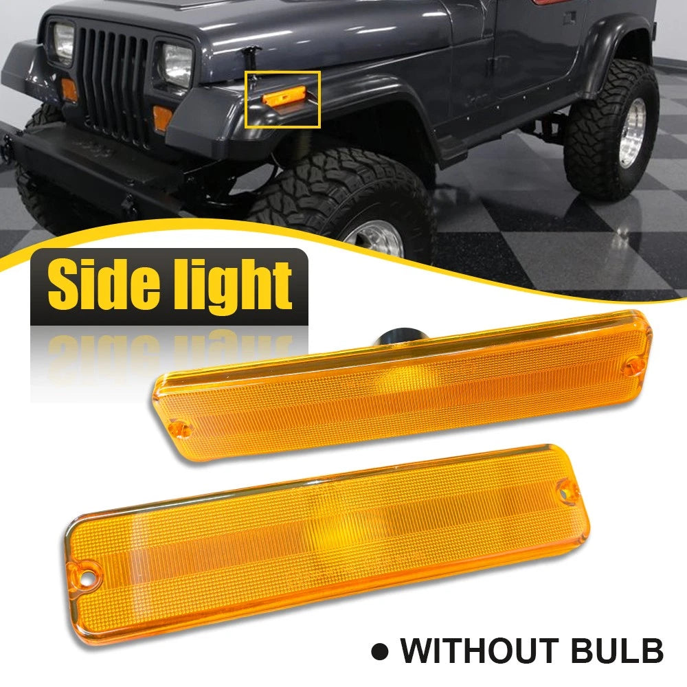 Front Bumper Fender Side Marker Light Lamps for Jeep Wrangler YJ (1987–1995)