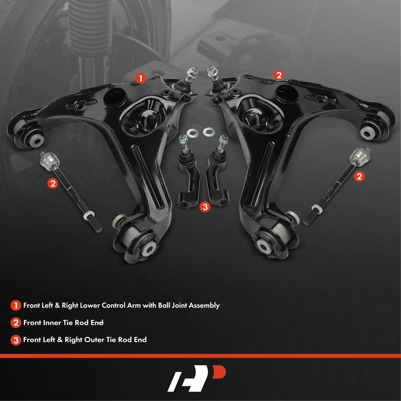 Set of 6 Front Control Arm Tie Rod Ends for Ford F-150 (2009–2013)