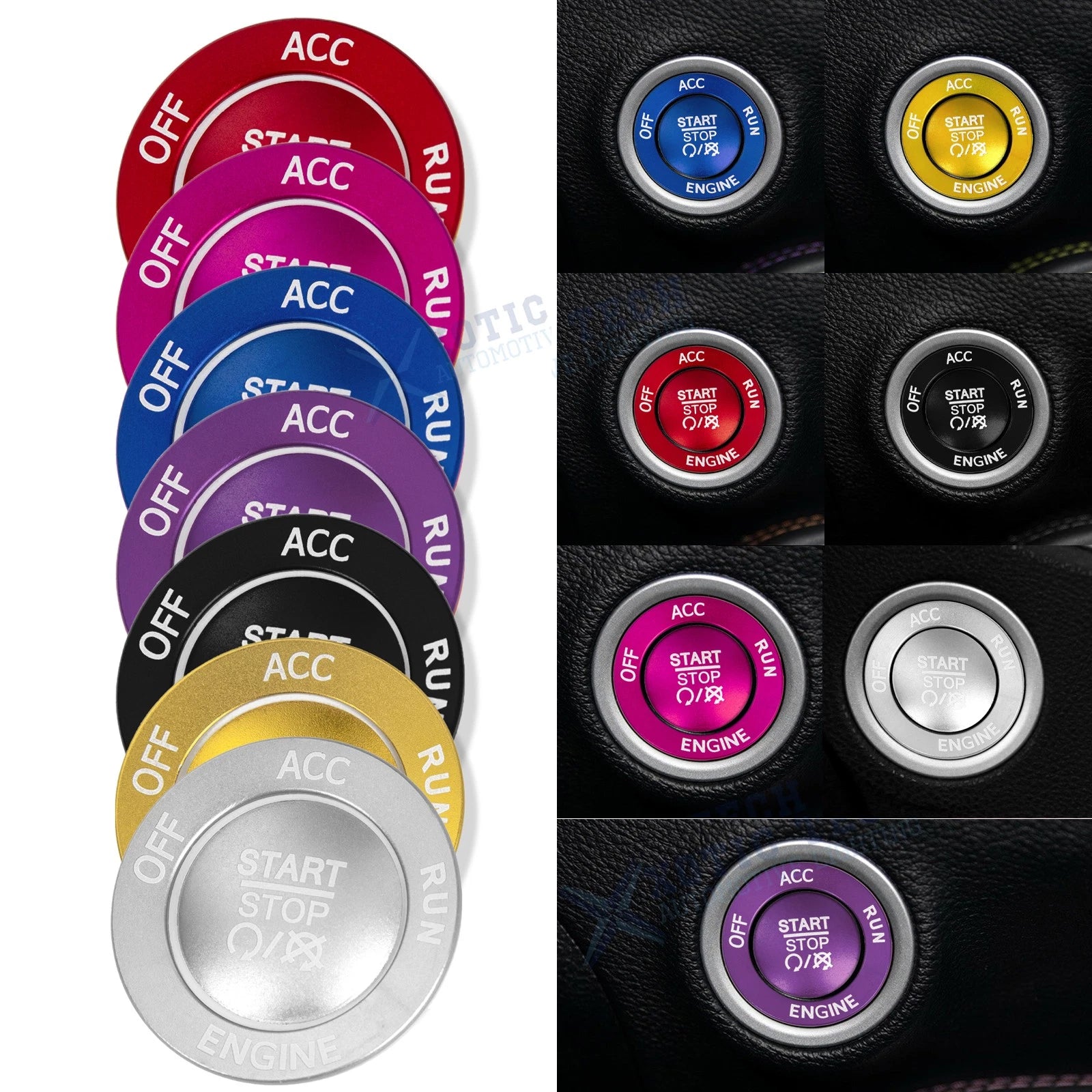 Keyless Engine Push Start Button & Surrounding Ring for Dodge Charger Challenger (2015–2023)