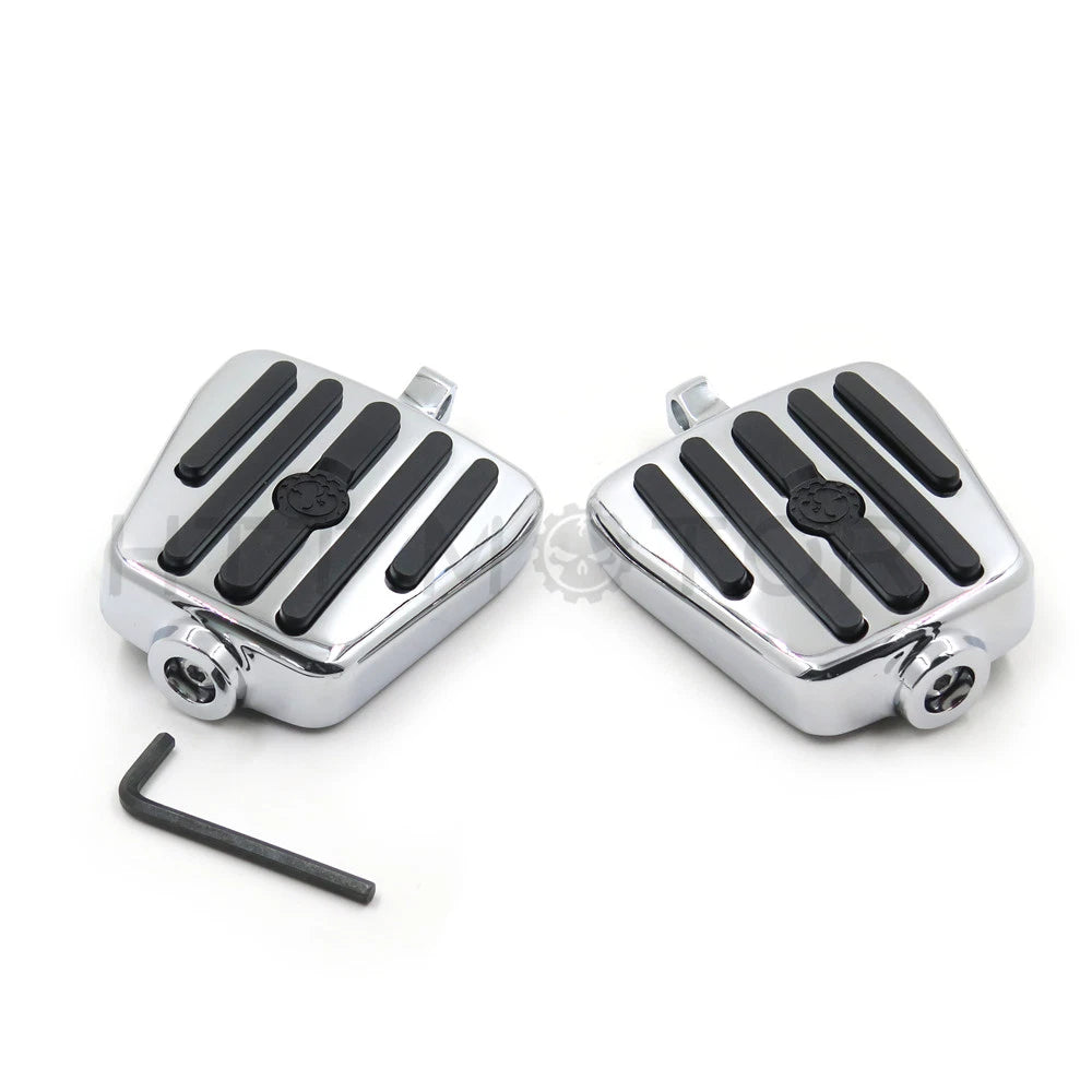Gear Skull Foot Pegs for Harley (1984–2016) w/ Foot Peg Support Chrome