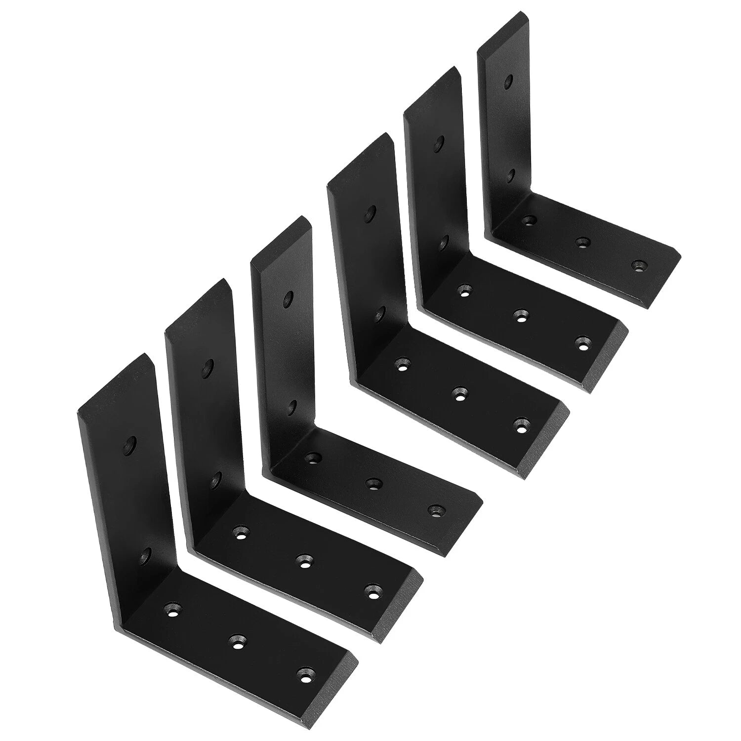 Set of 6 Heavy Duty Black Steel Countertop Support Brackets 6"x8"