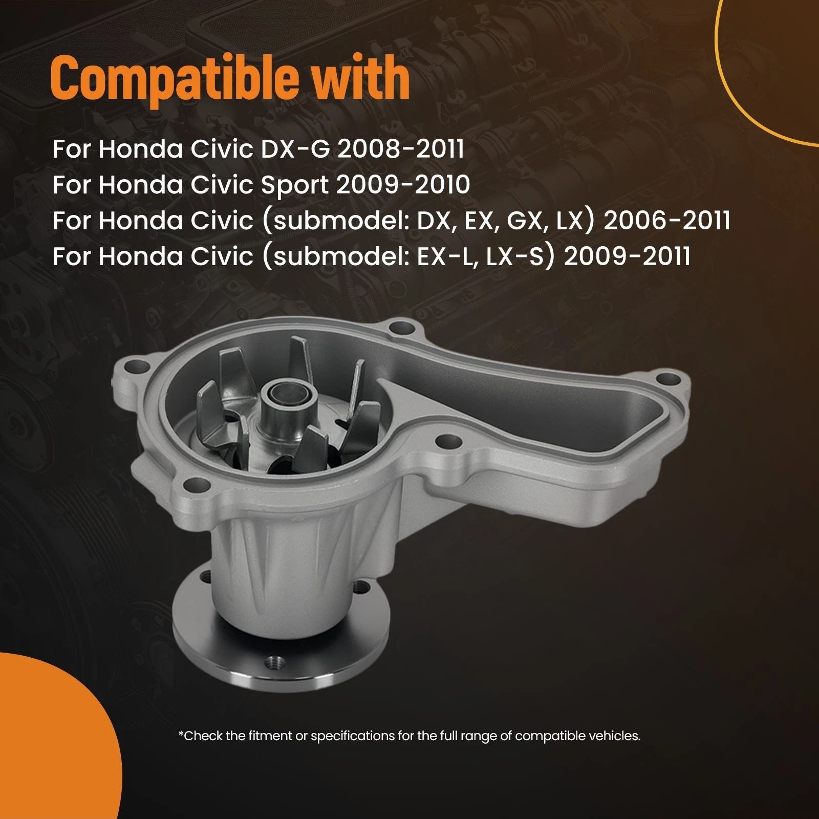 Cooling Water Pump System for Honda Civic (2006-2011) Aluminum