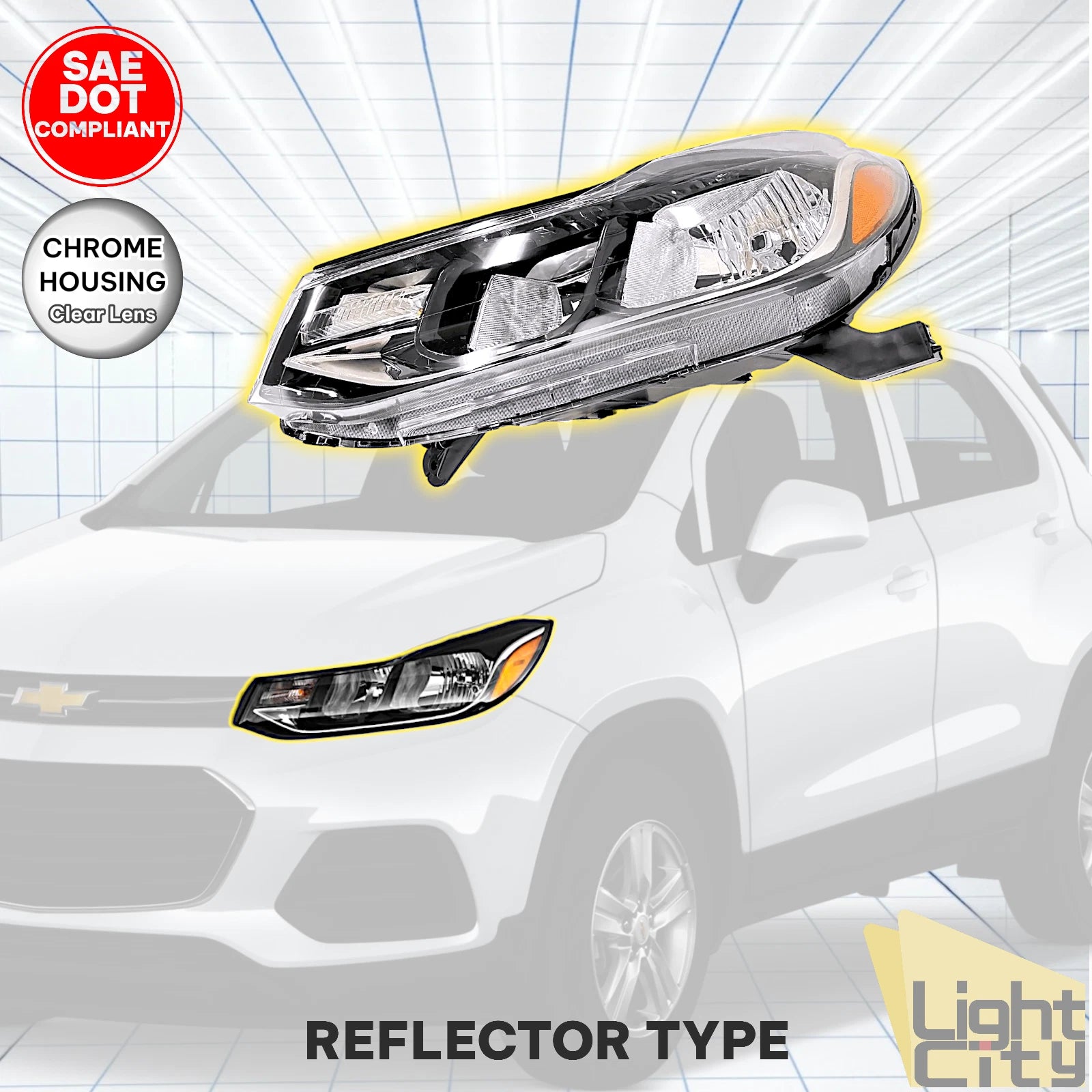 Driver Halogen Headlight for Chevy Trax (2017–2022) Reflector Type w/ Bulb