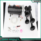 4 Trumpet Air Horn Kit for Car Truck (12V) - 150DB, Compressor, Black Tank