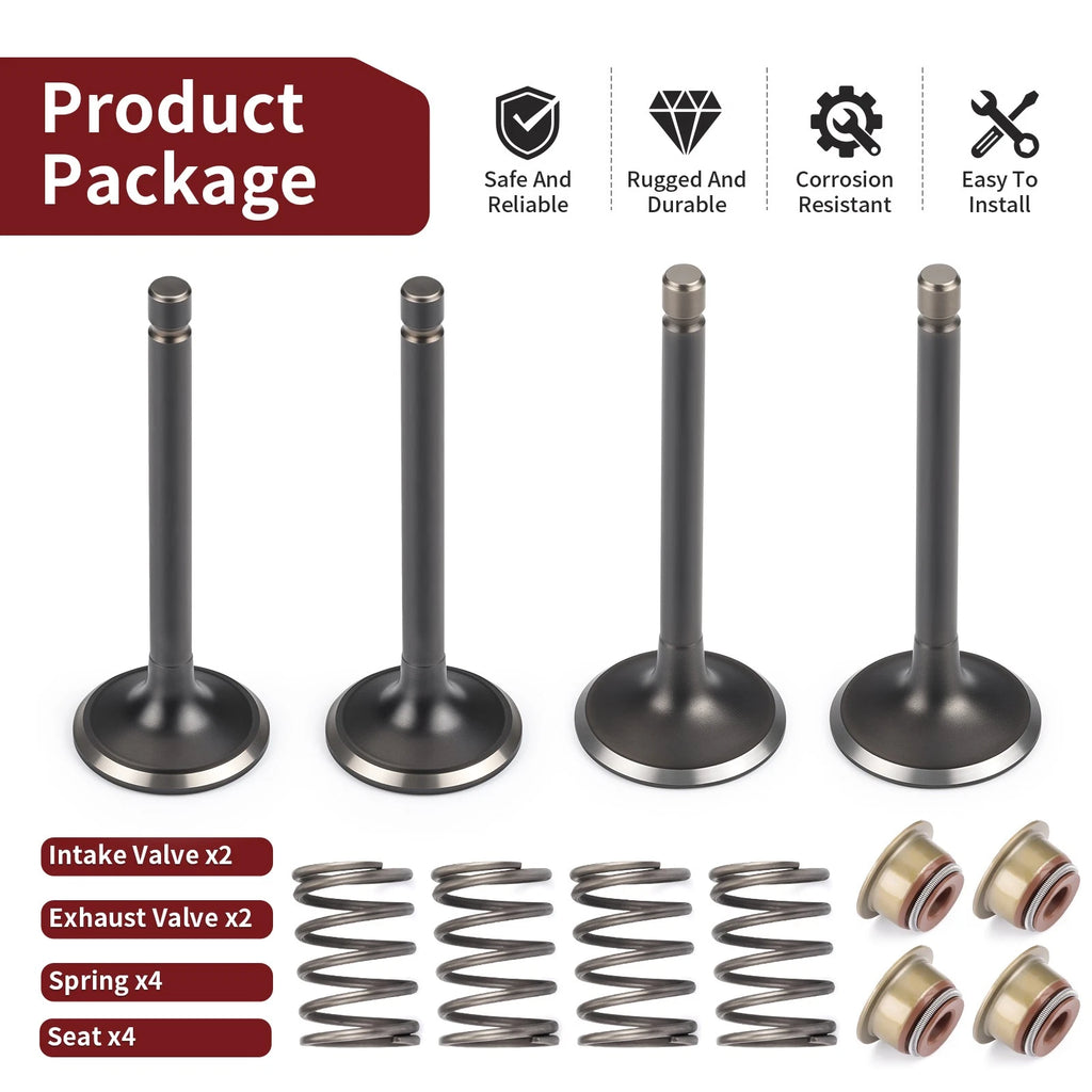Intake Exhaust Valve Kit Seals for EZGO Gas Fuji Robin 295cc 350cc (1996–Present)