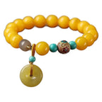 Fashion Bracelet for Women Vintage Beeswax with Peace Buckle and Red Agate