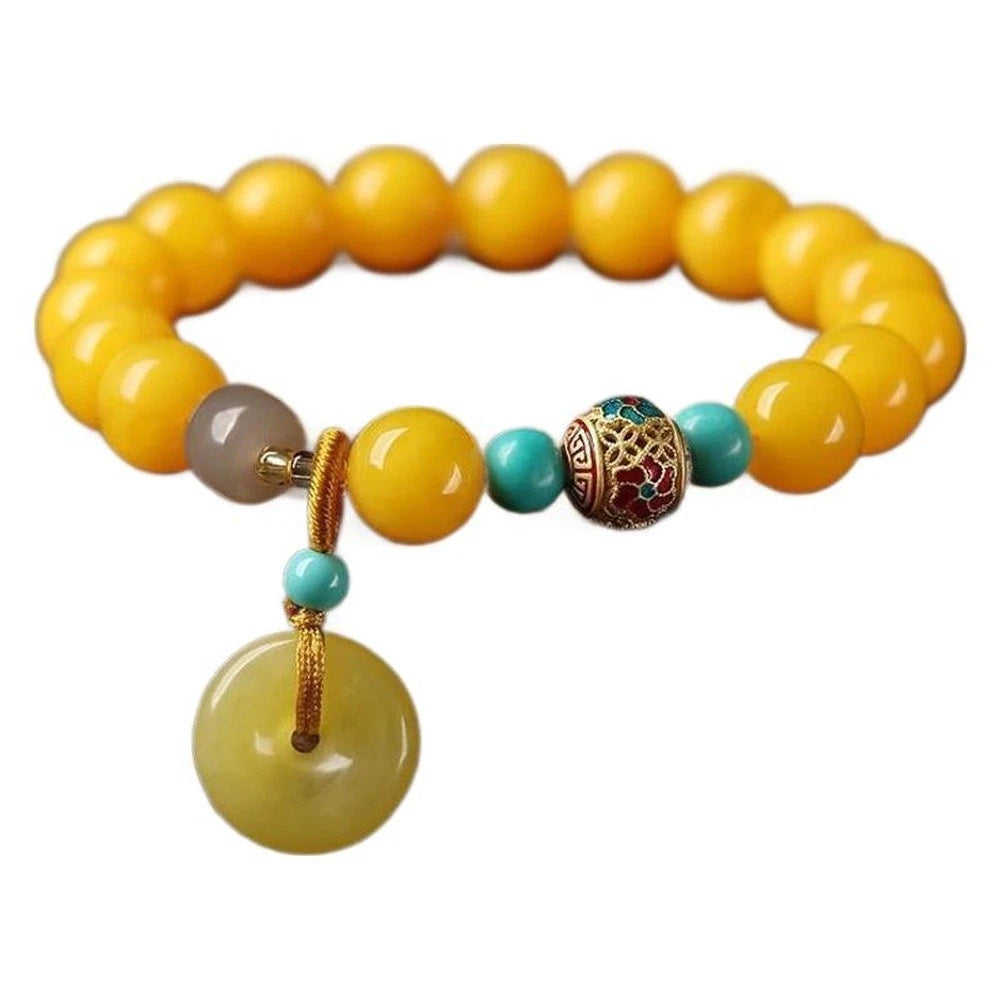 Fashion Bracelet for Women Vintage Beeswax with Peace Buckle and Red Agate