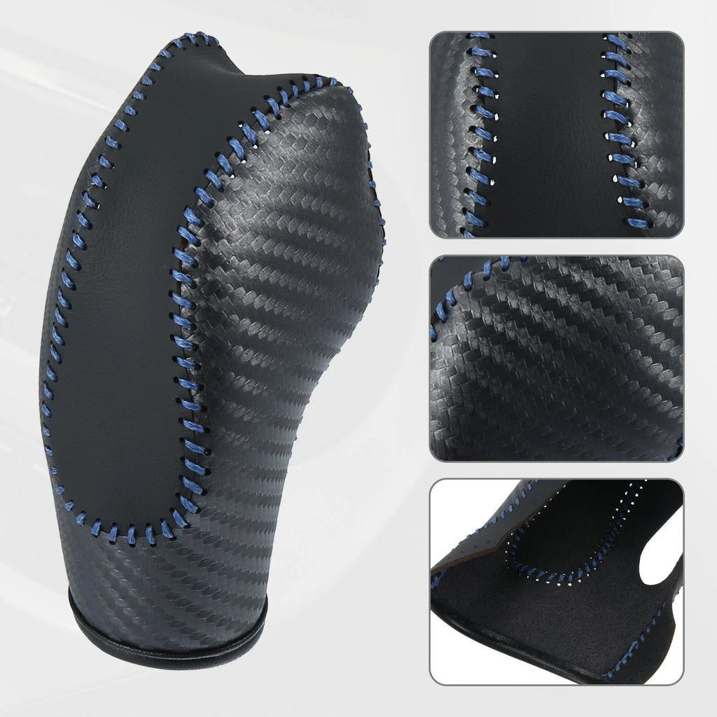 Gear Shift Knob Cover for Toyota C-HR (2018–2019) - Black Faux Leather, Blue Stitches
