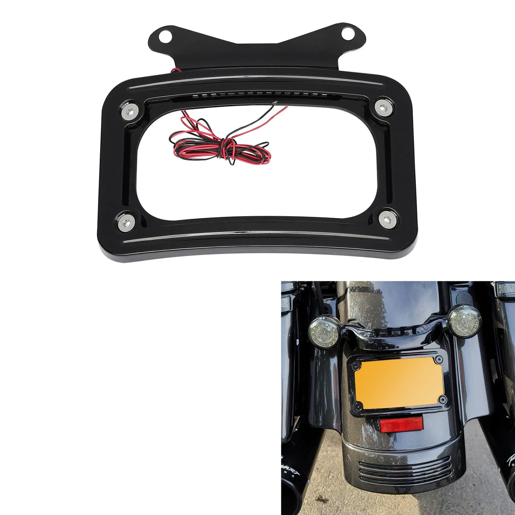Curved License Plate Frame with LED Light for Harley Electra Glide (US)