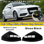 Gloss Black Side Mirror Cap Covers for Audi A3/S3 8V (2015–2021)