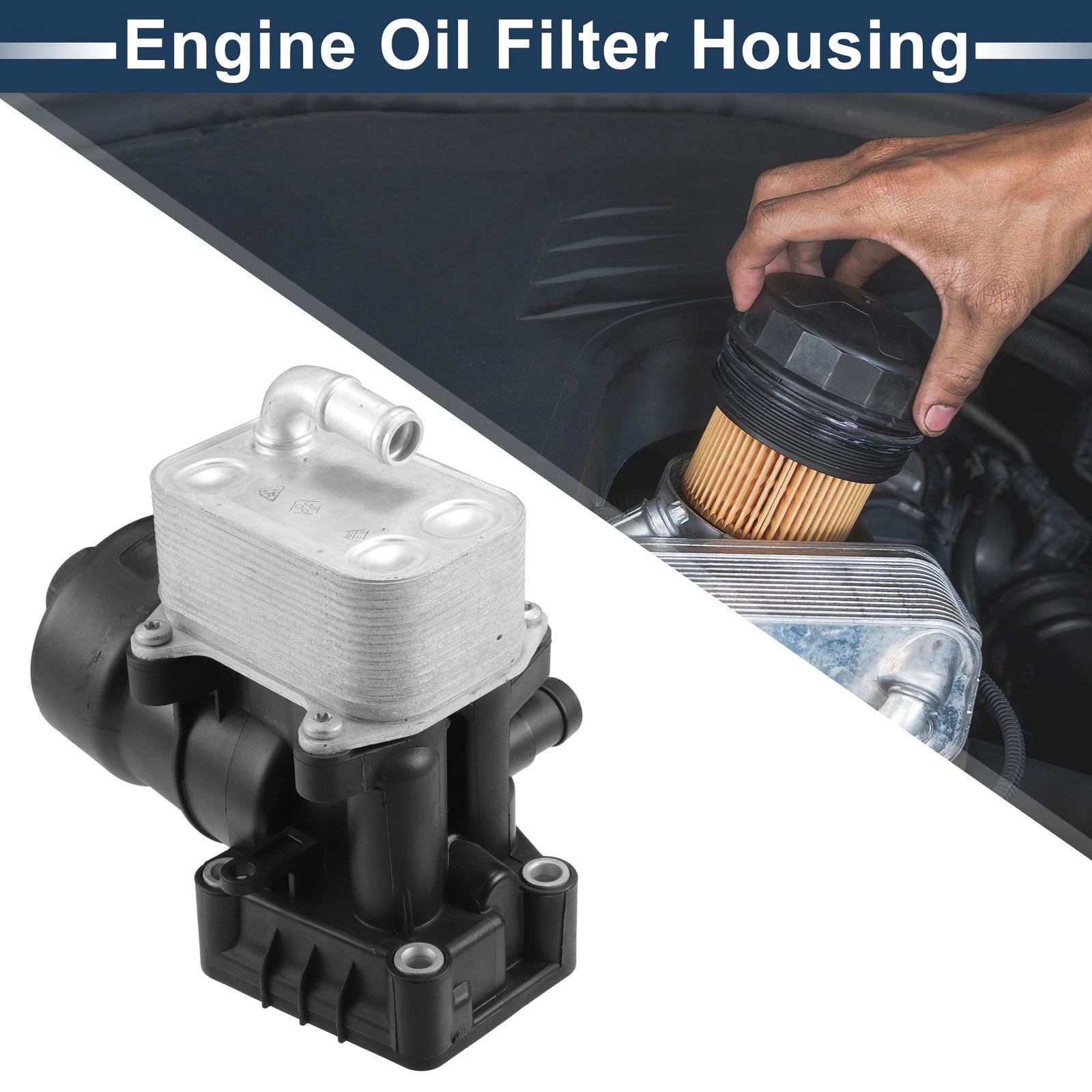 Engine Oil Cooler Filter Housing with Seals for Audi A3 Q5 (2013–2020) No. 03L115389E