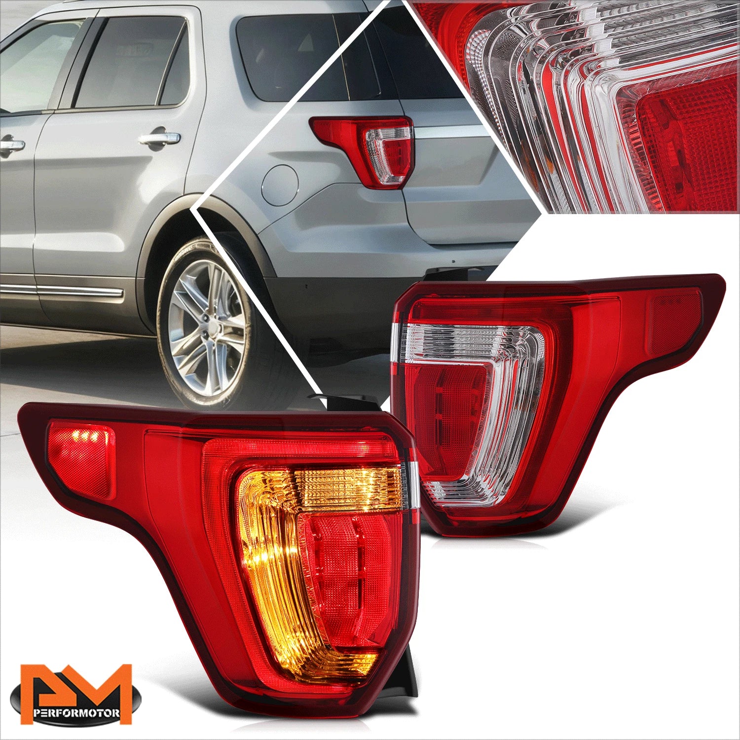 Chrome Tail Lights Assemblies for Ford Explorer Police SUV (2016–2019)