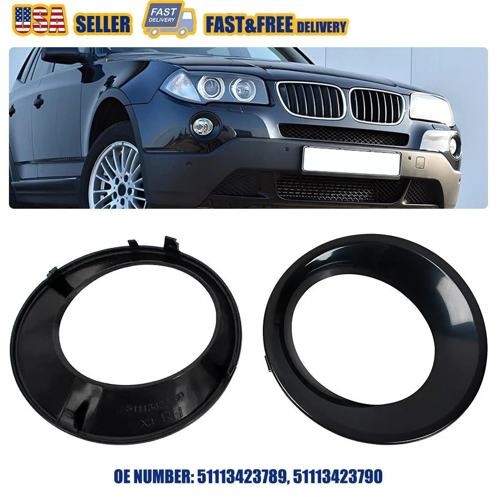 Pair Front Fog Light Lamp Bezels Cover Trim for BMW X3 E83 (2007–2010)