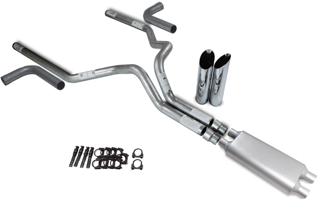 3" Dual Exhaust for Chevy GMC 2500 (2000–2006) - Dual Inlet, 2 Chamber, Side Exit