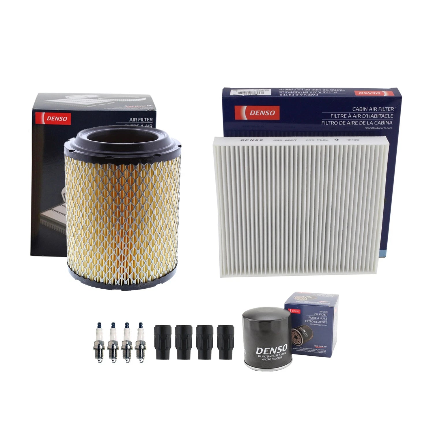 Tune Up Kit 4 Spark Plugs & Boots for Dodge Caliber, Compass, Patriot (2007–2017)