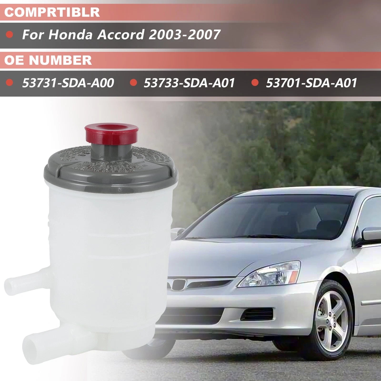 Set of 2 Power Steering Pump Reservoir Tank & Hoses Kit for Honda Accord (2003–2007)