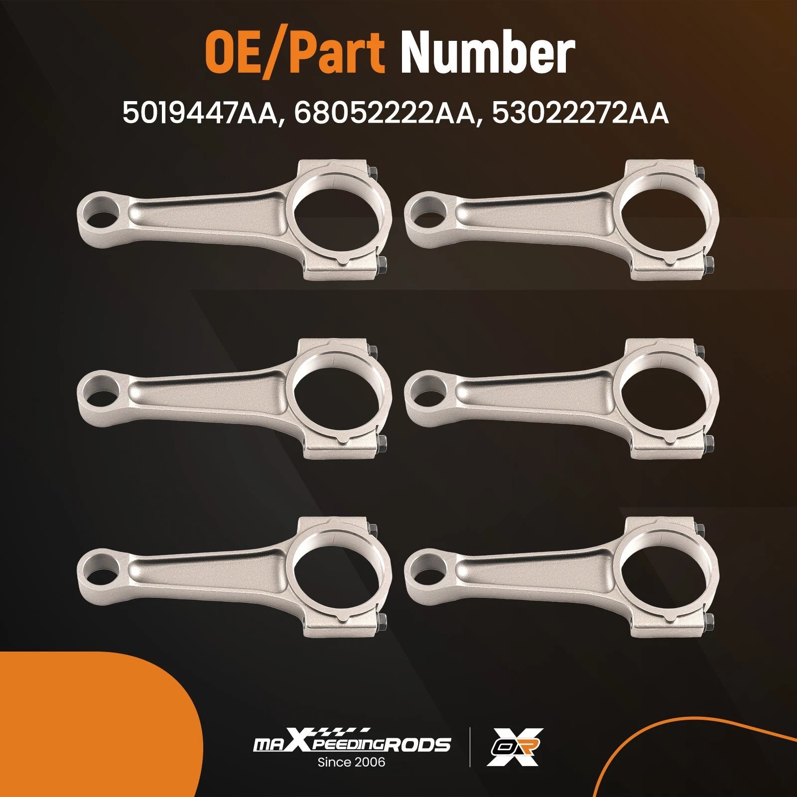 6x Connecting Rods for Dodge Durango Nitro 3.7L V6 (2004–2011) 53022272AA