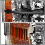 Pair of Black/Amber Signal Headlight Lamps for Chevy Silverado (2007–2014)