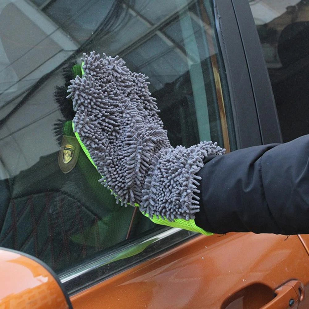5 Fingers Microfiber Car Wash Gloves No-Scratch Chenille Cleaning