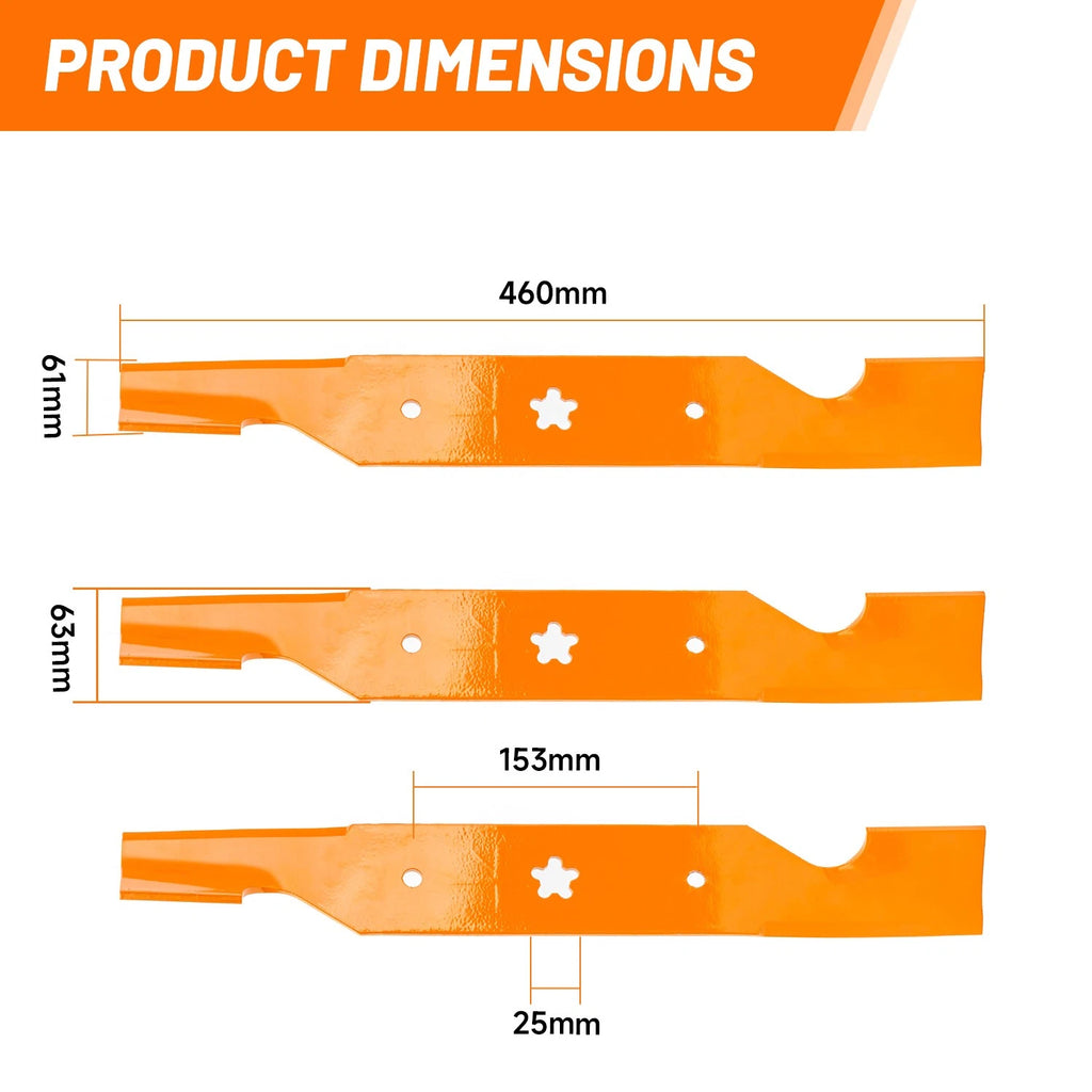 3 Blades for Husqvarna Craftsman 54" Cut Deck (GT2254 GTB54A GTH2454T)