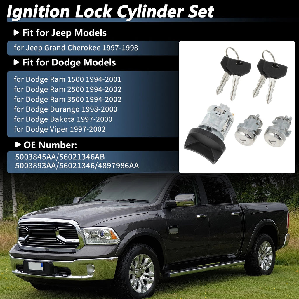 Ignition Lock Cylinder and Door Lock for Dodge Ram 1500 250 (No.5003845AA)