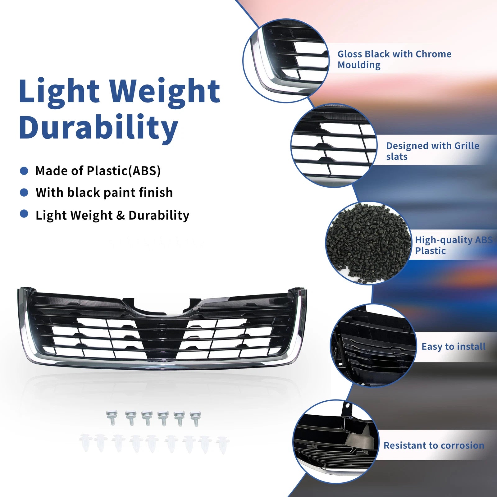 Glossy Black Grille with Chrome Trim for Subaru Forester (2019-2021)