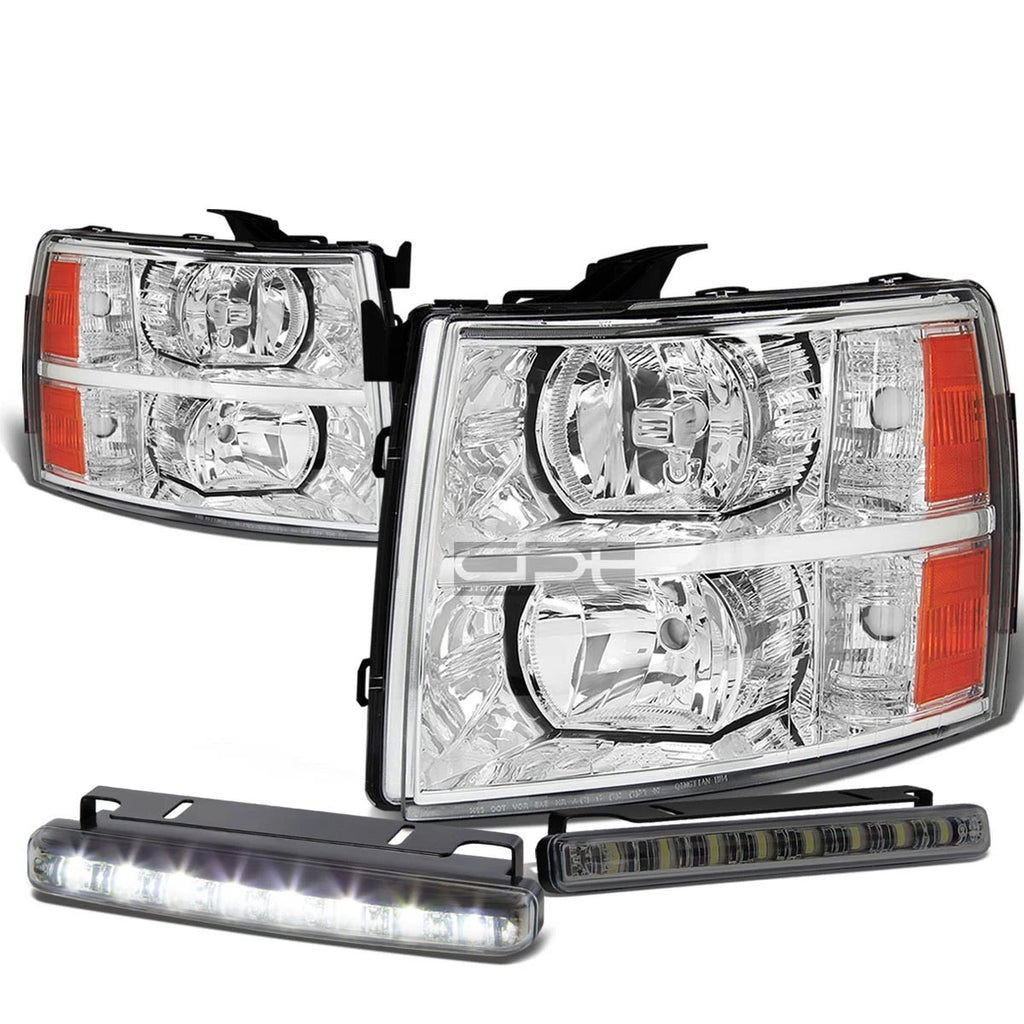 Chrome Housing Headlight, Amber Turn Signal, LED Fog Light Set for Silverado (2007–2013)