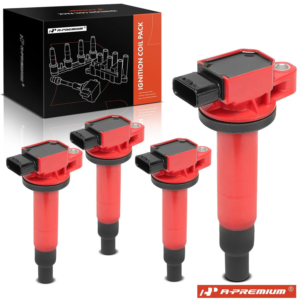 4x Red Ignition Coil Pack for Toyota Prius Yaris Echo Scion xA (2001–2009)