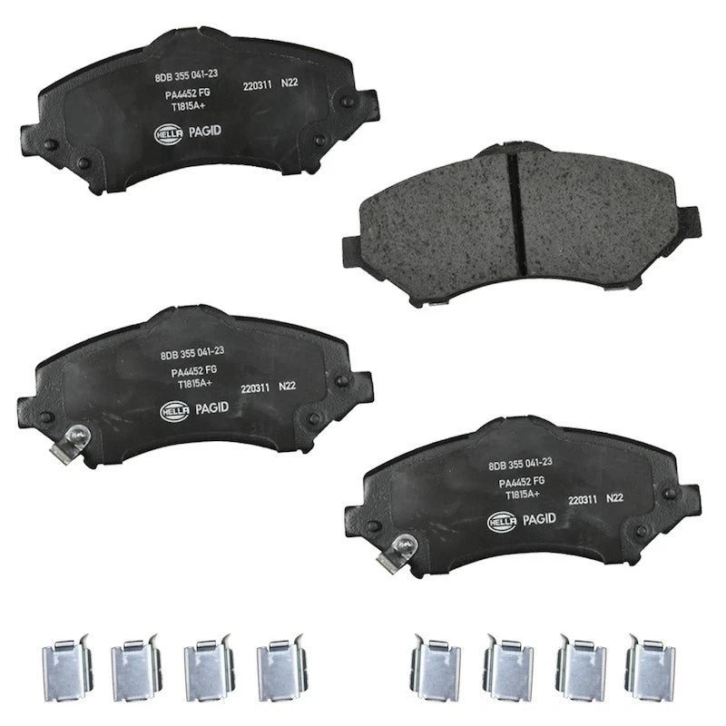 Set of 4 Front Disc Brake Pads for Jeep Wrangler, Liberty, Dodge (Hella Pagid 355041231)