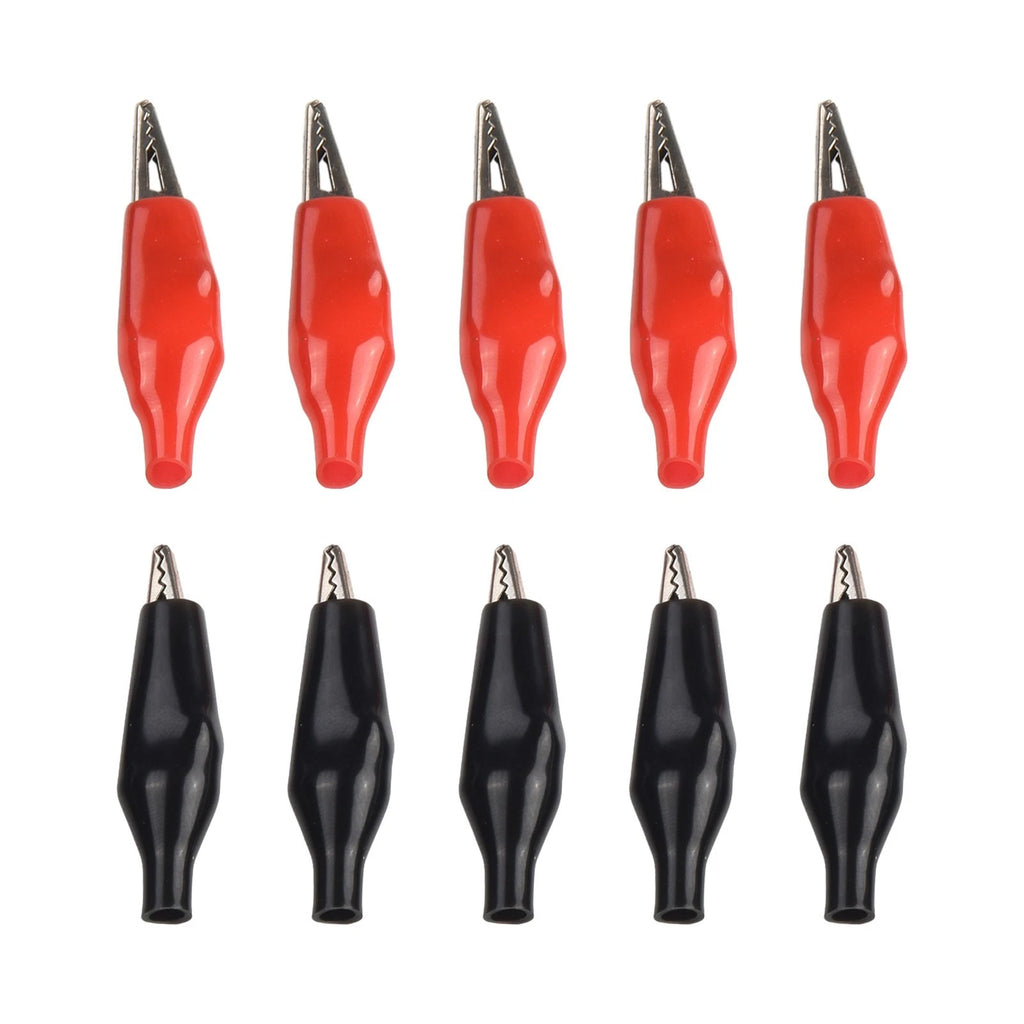 Set of 10 Insulated Crocodile Clips Battery Connectors 5A Clamps