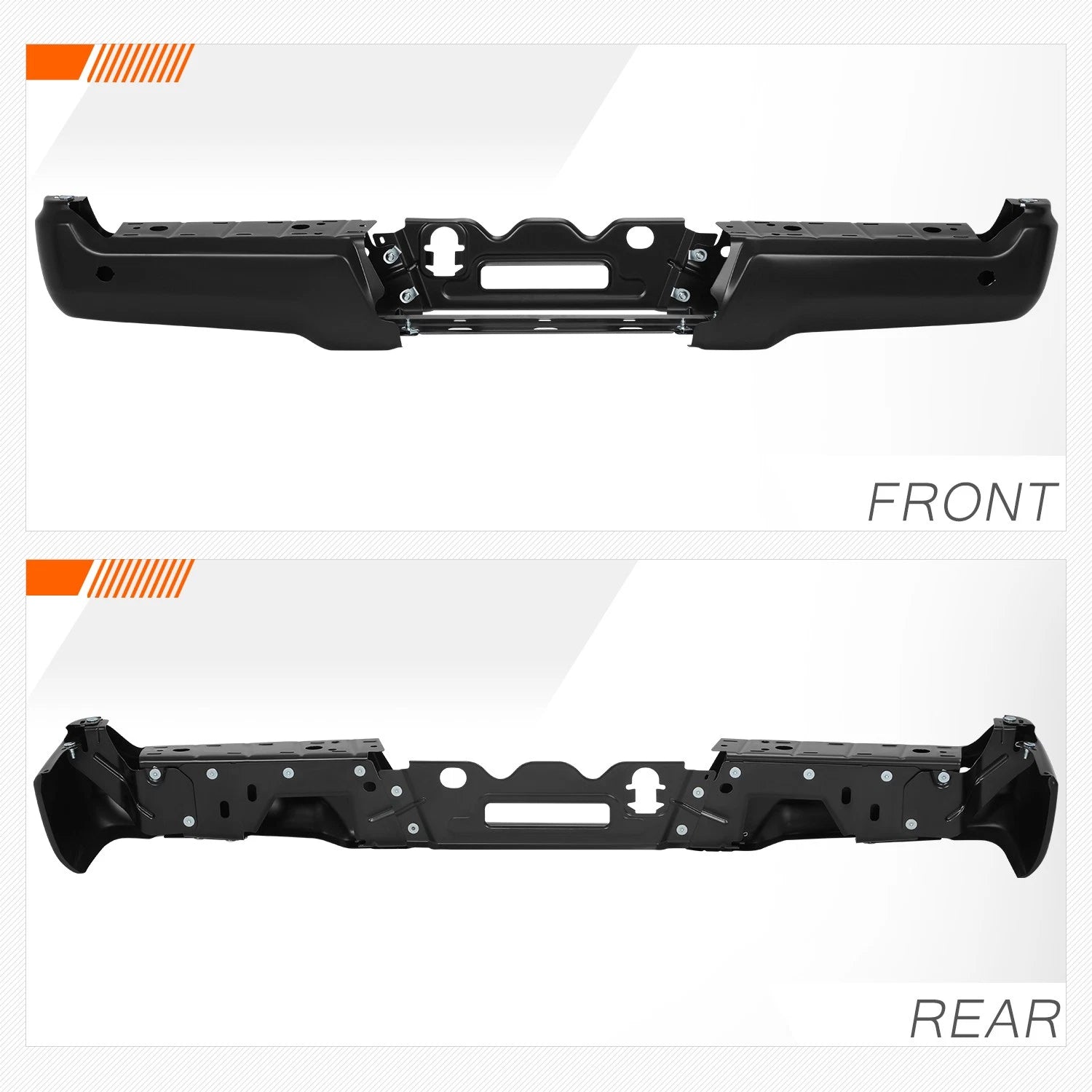 Rear Bumper Face Bar for F250 F350 (2017–2022) w/Park Sensor Holes, Black