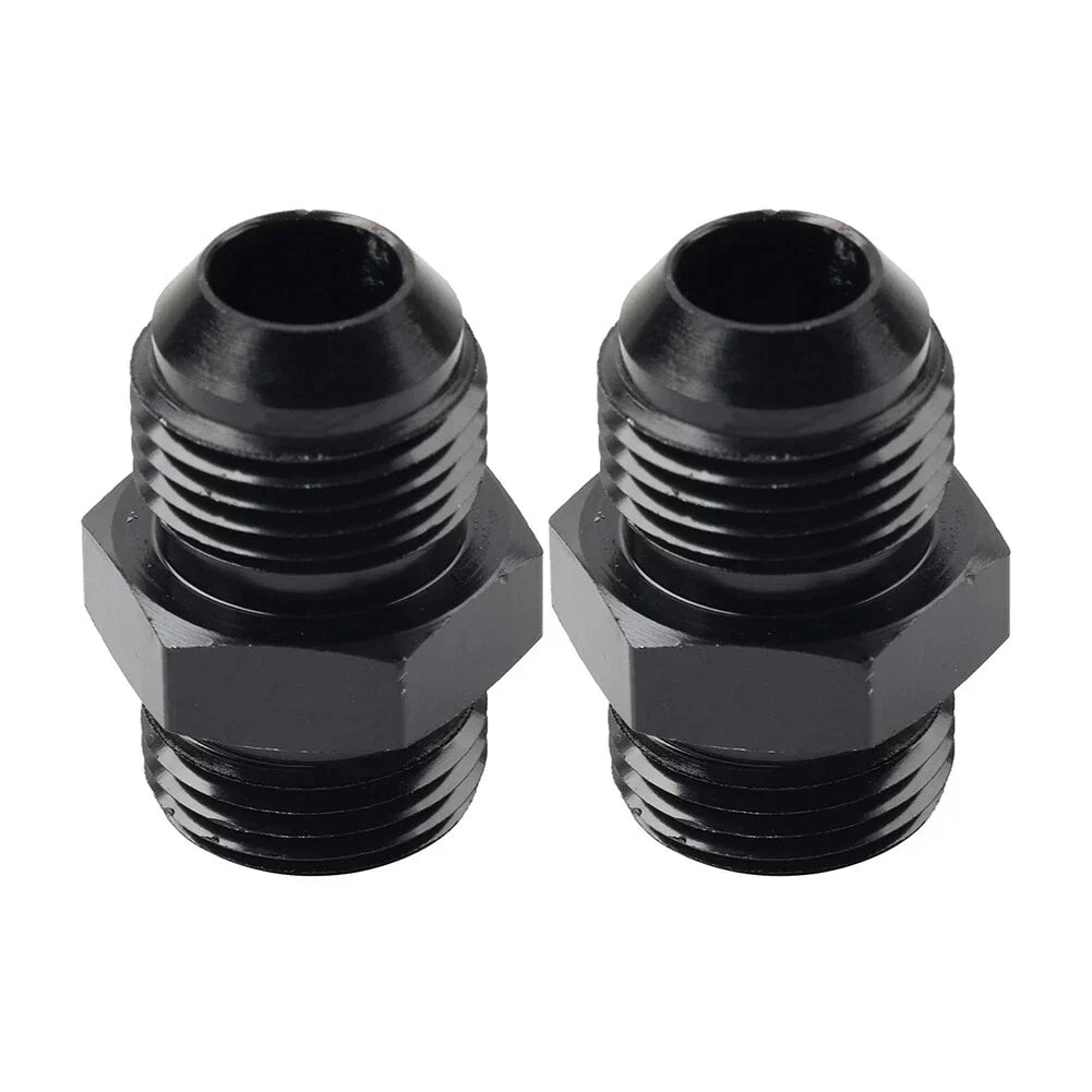 Black Aluminum AN8 Flare to 8AN ORB Male Fitting Adapter w/ O-Rings