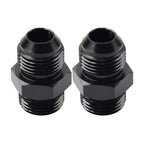 Black Aluminum AN8 Flare to 8AN ORB Male Fitting Adapter w/ O-Rings