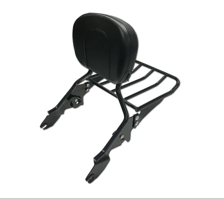 Black Backrest Sissy Bar with Luggage Rack for Harley Touring (2009–2015)