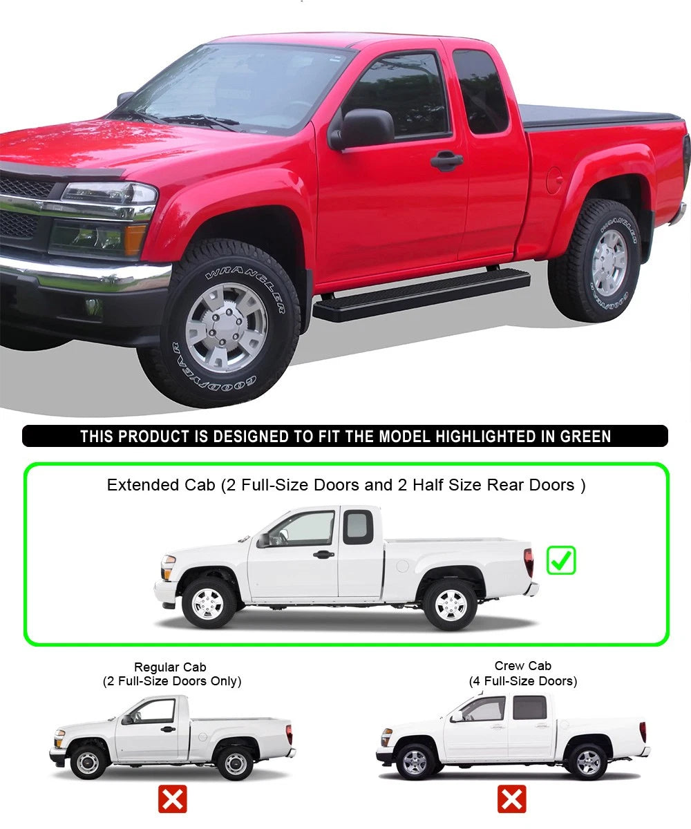 iBoard Black Steel 5" Side Bars for Chevy Colorado/GMC Canyon (2004-2012)