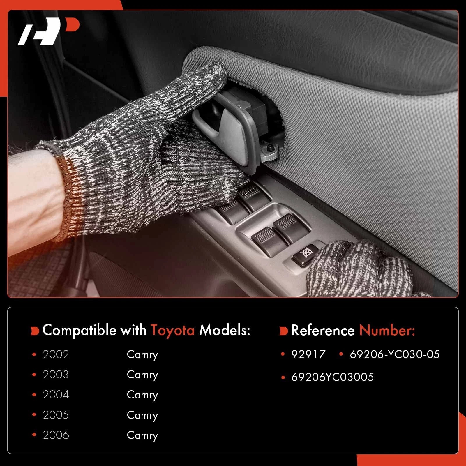 Left Chrome & Brign Interior Door Handle for Toyota Camry (2002-2006)